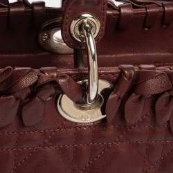 Pre Owned Dior Burgundy Cannage Leather Large Lady Dior Tote