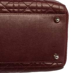 Pre Owned Dior Burgundy Cannage Leather Large Lady Dior Tote