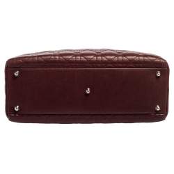 Pre Owned Dior Burgundy Cannage Leather Large Lady Dior Tote