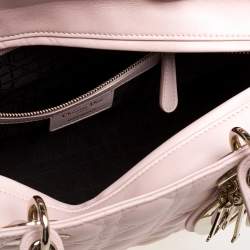 Pre Owned Dior Light Pink Cannage Quilted Leather Large Lady Dior Tote