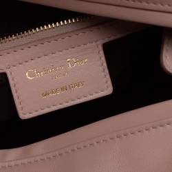 Pre Owned Dior Light Pink Cannage Quilted Leather Large Lady Dior Tote