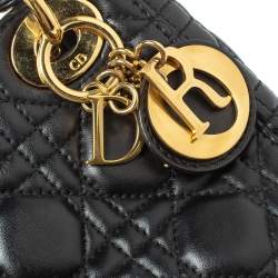 Pre Owned Dior Black Cannage Leather Mini Lady Dior Tote