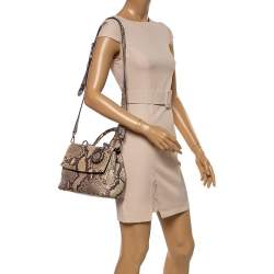 مملوكة مسبقًا Dior Beige Python Small Be Dior Flap Top Handle Bag