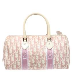 Pre Owned حقيبة ديور غيرلي بوسطن كانفاس مونوغراية وردية