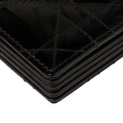 Pre Owned  Dior Black Cannage Patent Leather Lady Dior Gusset Card Case 