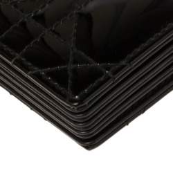 Pre Owned  Dior Black Cannage Patent Leather Lady Dior Gusset Card Case 