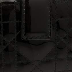Pre Owned  Dior Black Cannage Patent Leather Lady Dior Gusset Card Case 
