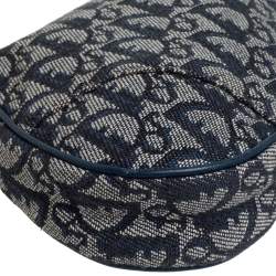 Pre Owned Dior Blue Oblique Canvas Saddle Clutch