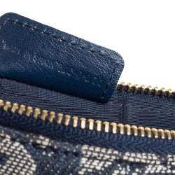 Pre Owned Dior Blue Oblique Canvas Saddle Clutch