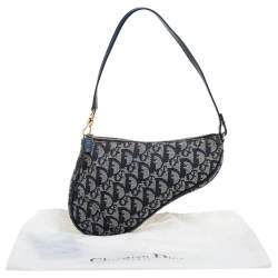 Pre Owned Dior Blue Oblique Canvas Saddle Clutch