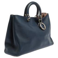Pre Owned Dior Blue Leather Extra Large Diorissimo Shopper Tote