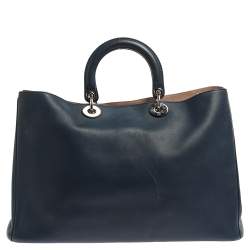 Pre Owned Dior Blue Leather Extra Large Diorissimo Shopper Tote
