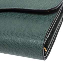 Pre Owned Dior Green Leather Saddle Trifold Wallet 