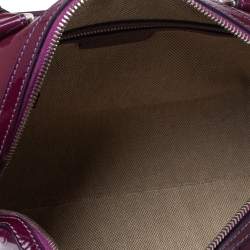 Pre Owned Dior Purple Oblique Embossed Patent Leather Boston Bag