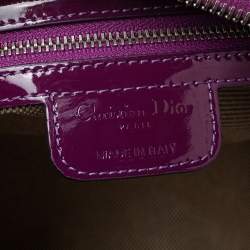 Pre Owned Dior Purple Oblique Embossed Patent Leather Boston Bag