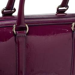 Pre Owned Dior Purple Oblique Embossed Patent Leather Boston Bag