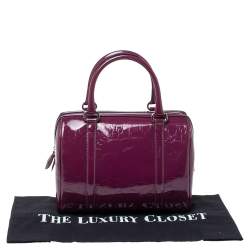 Pre Owned Dior Purple Oblique Embossed Patent Leather Boston Bag