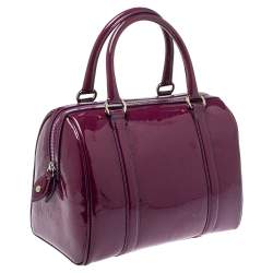 Pre Owned Dior Purple Oblique Embossed Patent Leather Boston Bag
