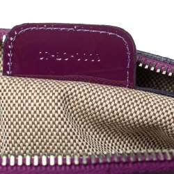 Pre Owned Dior Purple Oblique Embossed Patent Leather Boston Bag