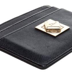 مملوكة مسبقًا Dior Black Leather Turn Me Dior Card Holder