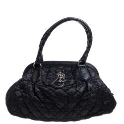 Pre Owned Dior Black Cannage Nylon and Leather Charming Doctor Bag