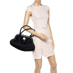 Pre Owned Dior Black Cannage Nylon and Leather Charming Doctor Bag