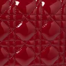 Pre Owned Dior Red Patent Leather Lady Dior Chain Clutch