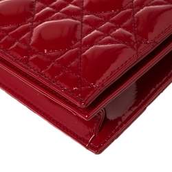 Pre Owned Dior Red Patent Leather Lady Dior Chain Clutch