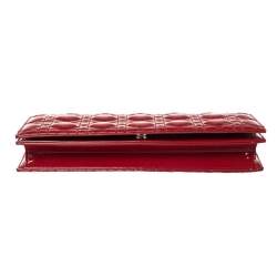 Pre Owned Dior Red Patent Leather Lady Dior Chain Clutch