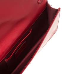Pre Owned Dior Red Patent Leather Lady Dior Chain Clutch