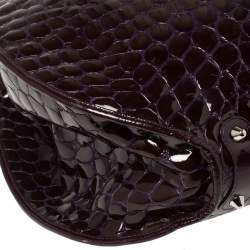 Pre Owned حقيبة يد ديور 61 جلد لامعة نقش تمساح بنفسجية