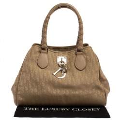 Pre Owned Dior Beige Oblique Nylon and Leather Lovely Tote