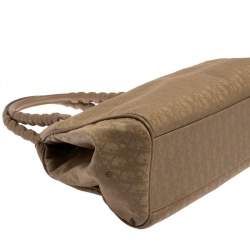Pre Owned Dior Beige Oblique Nylon and Leather Lovely Tote