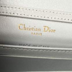 Pre Owned Christian Dior Silver Grained Leather Diorama Pouch Wallet on Chain