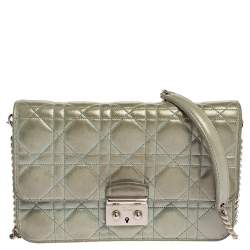 Pre Owned Dior Light Blue Cannage Shimmering Leather Miss Dior Promenade Pouch