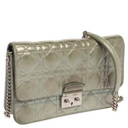 Pre Owned Dior Light Blue Cannage Shimmering Leather Miss Dior Promenade Pouch