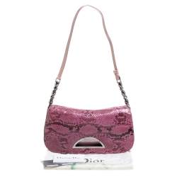 Pre Owned حقيبة كتف ديور ماليس فرو حمراء