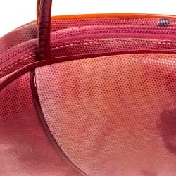 مملوكة مسبقًا Dior Red/Orange Printed Patent Leather Half Moon Shoulder Bag