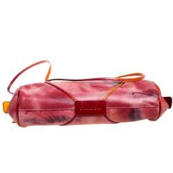 مملوكة مسبقًا Dior Red/Orange Printed Patent Leather Half Moon Shoulder Bag