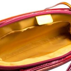 مملوكة مسبقًا Dior Red/Orange Printed Patent Leather Half Moon Shoulder Bag