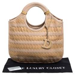 Pre Owned Dior Beige/Gold Leather Diorita Contrast Twist Hobo