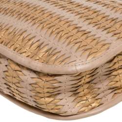 Pre Owned Dior Beige/Gold Leather Diorita Contrast Twist Hobo