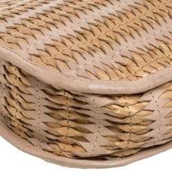 Pre Owned Dior Beige/Gold Leather Diorita Contrast Twist Hobo