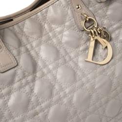 Pre Owned Dior Grey Cannage Coated Canvas Medium Panarea Tote