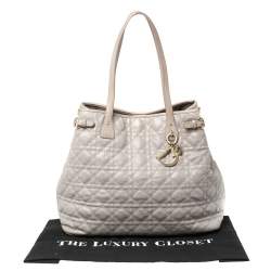 Pre Owned Dior Grey Cannage Coated Canvas Medium Panarea Tote