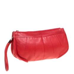 مملوكة مسبقًا Dior Red Leather Wristlet 61 Clutch