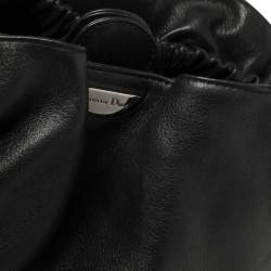 Pre Owned Dior Black Leather Beaded Top Handle Bag