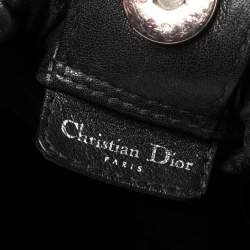 Pre Owned Dior Black Leather Beaded Top Handle Bag