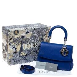 Pre Owned Dior Blue Leather Small Be Dior Flap Top Handle Bag