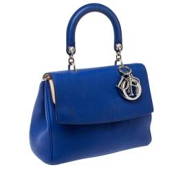 Pre Owned Dior Blue Leather Small Be Dior Flap Top Handle Bag